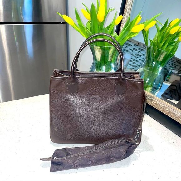 Longchamp Handbags - Longchamp Brown Leather Tote Bag